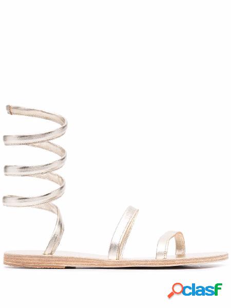 ANCIENT GREEK SANDALS SANDALI DONNA OFISPLATINUM PELLE ORO