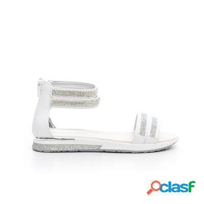 ASSO Sandalo con zip bambina - bianco argento