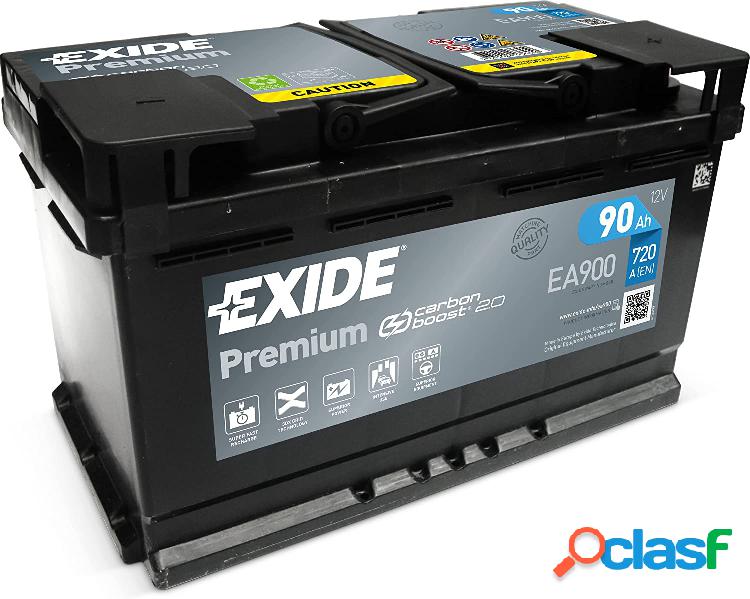 Batteria Auto Exide 90 Ah 720A PREMIUM CARBON BOOST POSITIVO