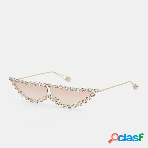 Donne Metallo PC Intarsiato Strass Cat Eye Frame Colorato
