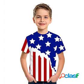 Kids Boys T shirt Short Sleeve American flag 3D Print