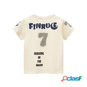 Kids Toddler Boys T shirt Short Sleeve Hot Stamping Crewneck