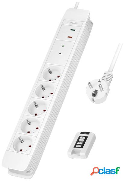 LogiLink LPS402 Multipresa con telecomando Bianco Schuko 1