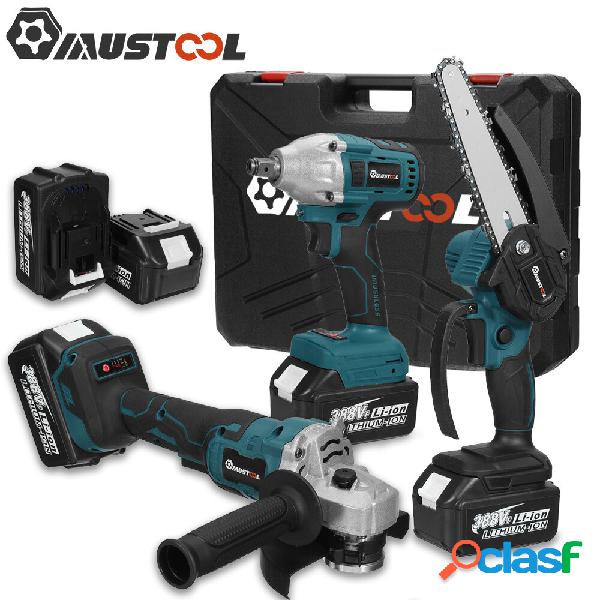 MUSTOOL 10-cell 125mm Angle Grinder + 2-head Electric Wrench