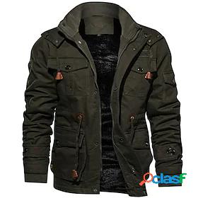 Mens Jacket Drawstring Regular EU / US Size Coat Black Army