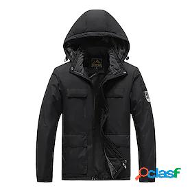 Mens Outdoor Jacket Pocket Regular Coat Dark Grey Black Blue