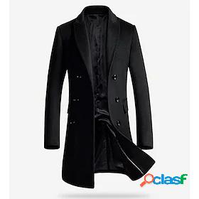 Mens Trench Coat Overcoat Long Normal Coat Black Gray Daily
