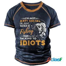 Mens Unisex T shirt Tee Graphic Prints Fish Letter 3D Print