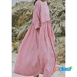 Per donna Abito in lino Vestito maxi Rosa chiaro Manica a