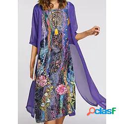 Per donna Vestito a trapezio Vestito longuette Viola Mezza