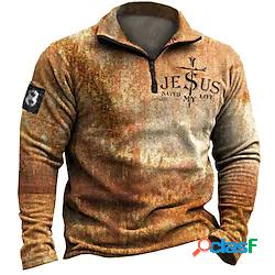 Per uomo Felpa Maglione Pop art Alfabetico Cerniera Stampa