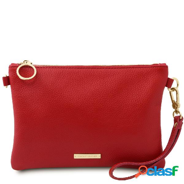 Pochette in pelle morbida Rosso Lipstick