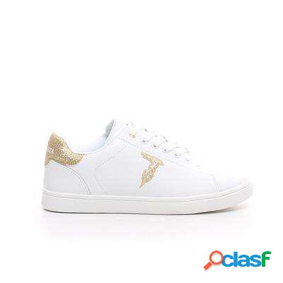 TRUSSARDI JEANS Scarpa sportiva bassa - bianco oro