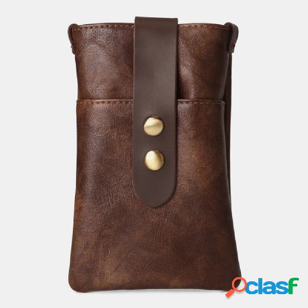 Uomo PU impermeabile a vita lunga Borsa Vintage 5.5/6.4