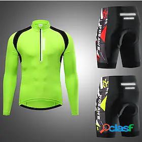 WOSAWE Mens Long Sleeve Cycling Padded Shorts Cycling Jersey