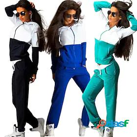 Womens 2 Piece Full Zip Street Casual Tracksuit Hoodie