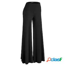 Womens Basic Essential Yoga Wide Leg Straight Culottes Wide