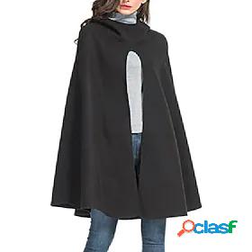 Womens Coat Pea Coat Cloak / Capes Cut Out Regular Coat Dark