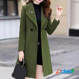 Womens Coat Pocket Long Coat Army Green Royal Blue Red Party