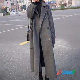Womens Coat Quilted Pocket Long Coat Black Gray Street