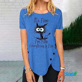 Womens Funny Tee Shirt Graphic Patterned Im Fine Everything