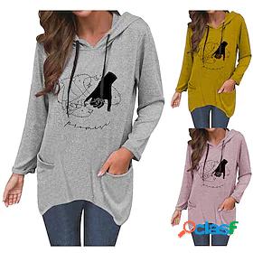 Womens Galaxy Hoodie Pullover Pocket Cat Ear Print Hot