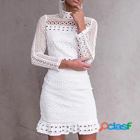 Womens Short Mini Dress Bodycon White Long Sleeve Cut Out