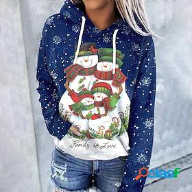 Womens Snowman Hoodie Sweatshirt Front Pocket Print 3D Print