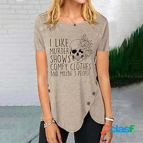 Womens Text Skull Daily Weekend Floral Inspirational