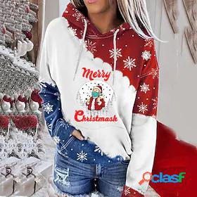 Womens Text Snowflake Santa Claus Hoodie Sweatshirt Front