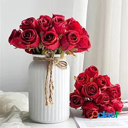 12 teste di rose di pittura a olio in stile europeo1 mazzo