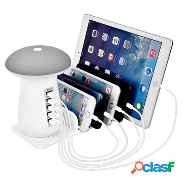 2 in 1 Qualcomm QC 3.0 Stazione di Ricarica e Lampada LED a