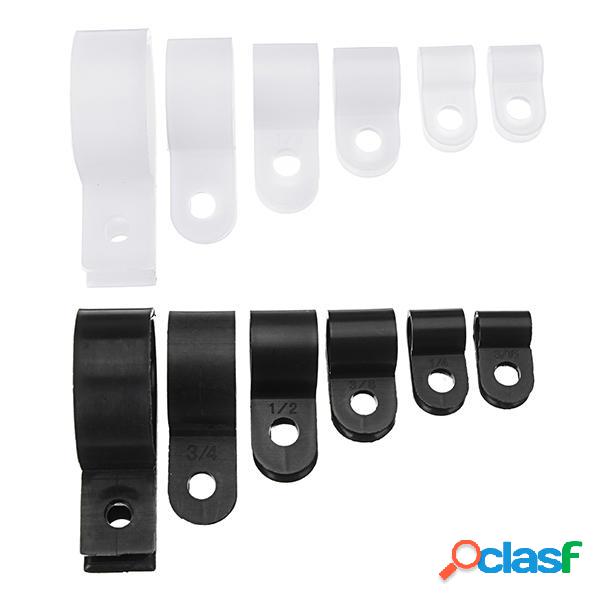 200pcs nero bianco plastica R Tipo morsetto per cavo per