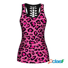 21Grams Womens Yoga Top Leopard Rose Red Yoga Gym Workout