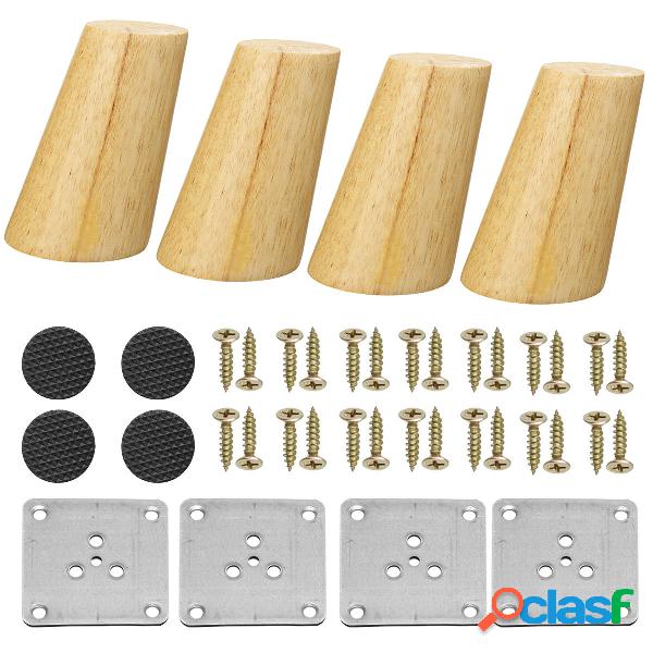 4 pezzi / set cono gambe in legno massiccio kit gambe mobili