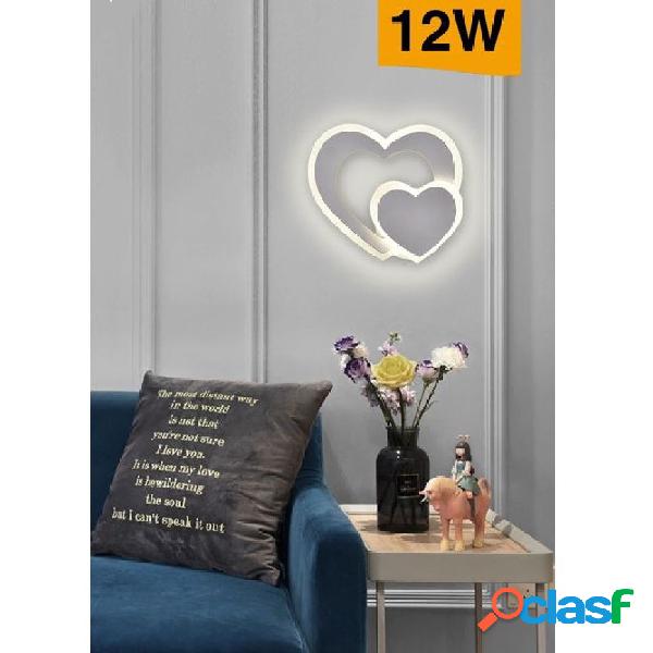 APPLIQUE MURO LED INTERNO MODERNO DOPPIO CUORE 12 W LUCE