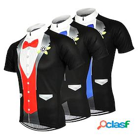 Arsuxeo Mens Short Sleeve Cycling Jersey Summer Polyester