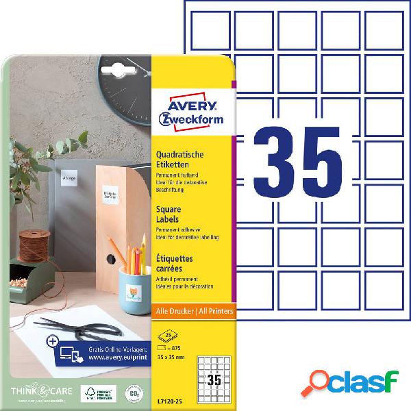 Avery-Zweckform L7120-25 Etichette 35 x 35 mm Carta Bianco