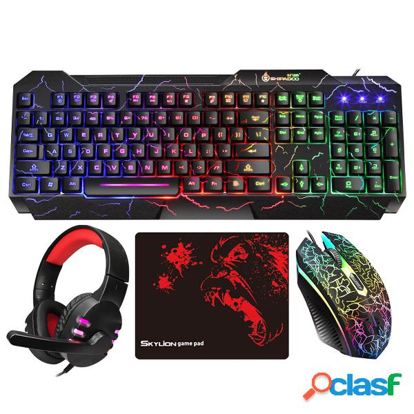 BlueFinger Tastiera da gioco Mouse Cuffie Combo USB Wired
