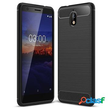 Brushed TPU Nokia 3.1 Plus Case - Carbon Fiber - Black