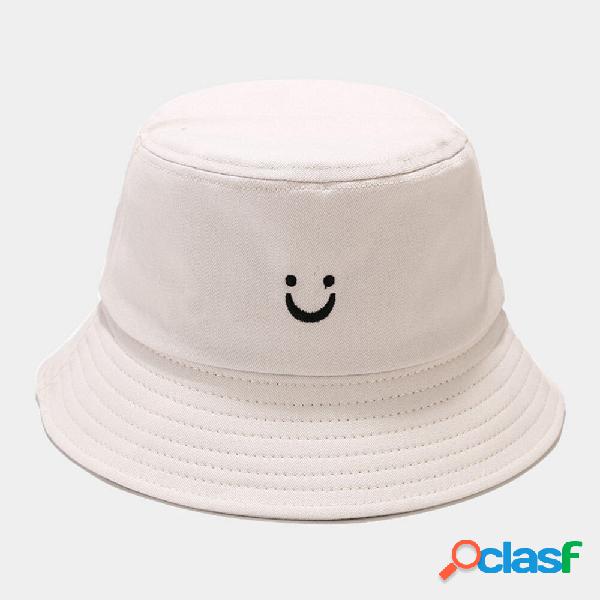 Cappello da pescatore unisex con ricamo viso sorridente