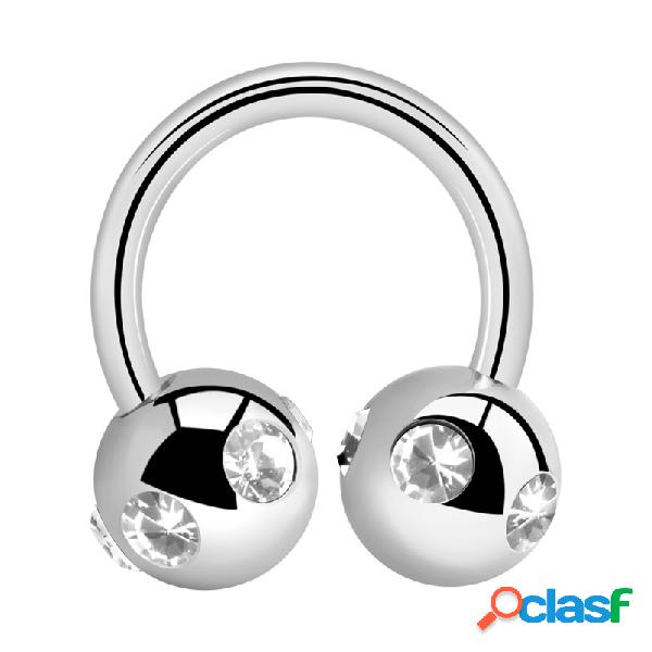 Circular barbell con palline e brillantino Acciaio