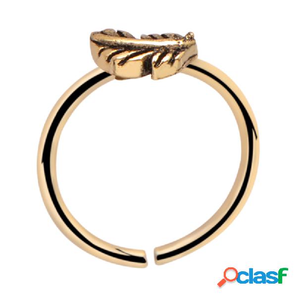 Continuous ring (zircon steel, shiny finish) con foglia