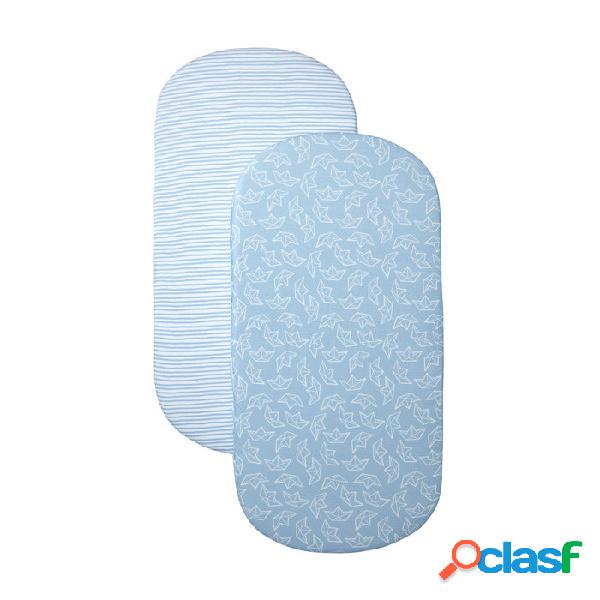 Coppia di lenzuola con angoli lettino Shnuggle Azzurro