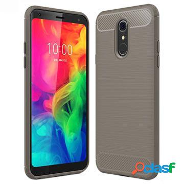 Cover in TPU Effetto Spazzolato per LG Q7 - Fibra di