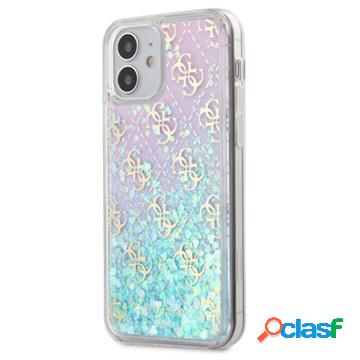 Custodia Ibrida Guess 4G Liquid Glitter per iPhone 12 Mini -