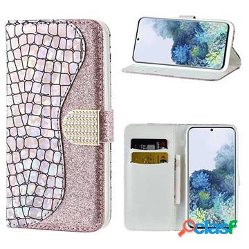 Custodia a Portafoglio Croco Bling per Samsung Galaxy S21 5G