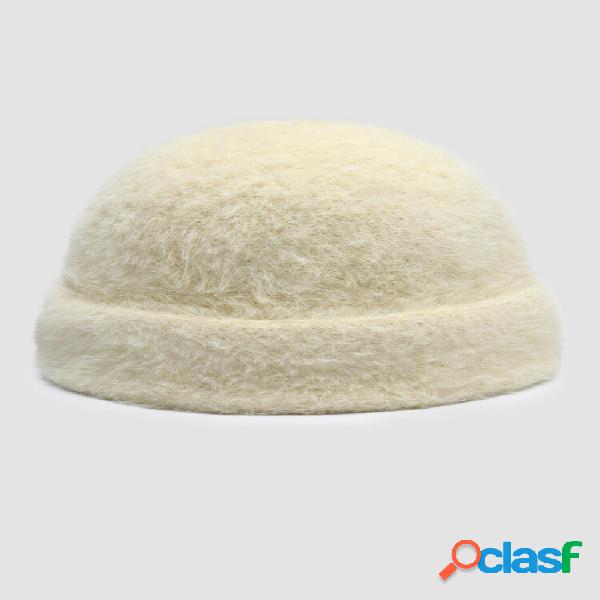 Donne pelliccia di visone artificiale peluche tinta unita