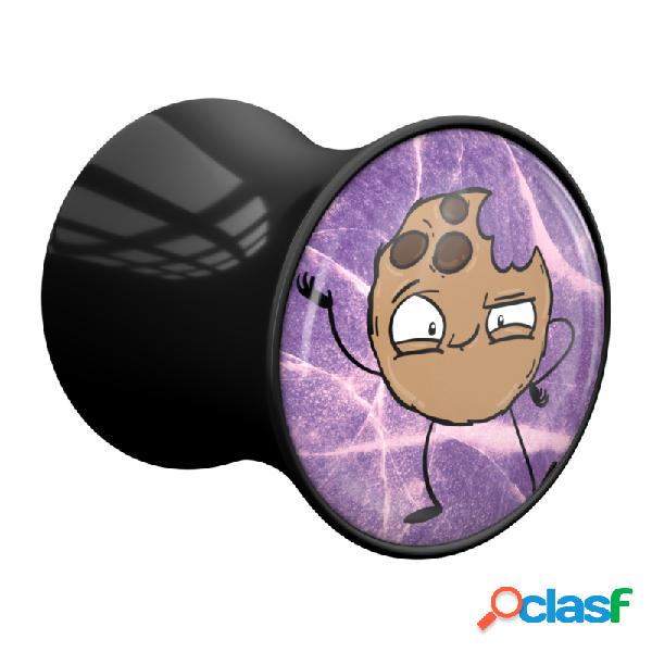 Double Flared Plug (Acrilico nero) con Chubby Unicorn Design