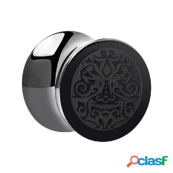 Double Flared Plug (Acrilico nero) con motivo "maschera"